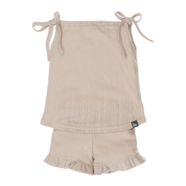 2 pieces set pointelle (strepen) beige