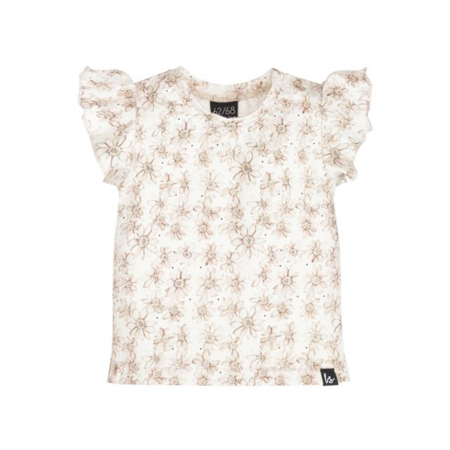 Ruffle sleeves t-shirt jasmine flower