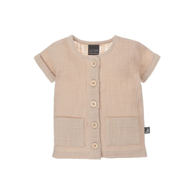 Linnen blouse (korte mouw) almond
