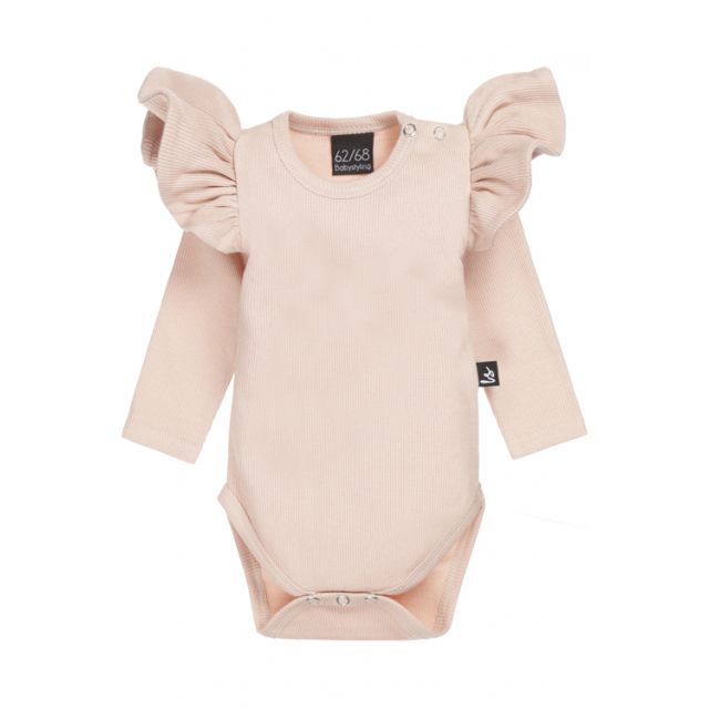 Ruffle romper rib rose