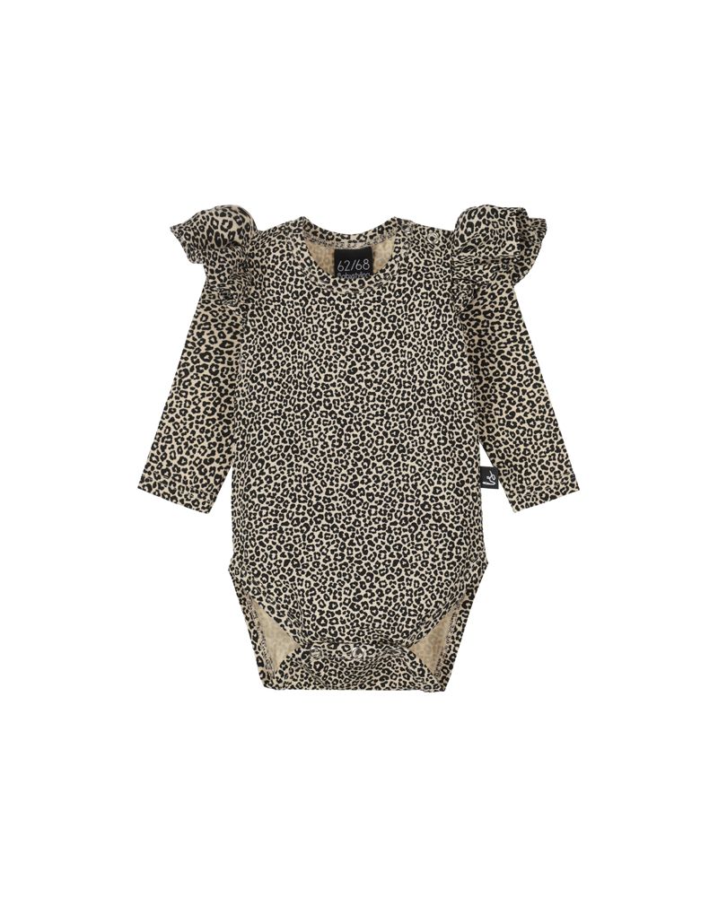 Ruffle romper luipaard (sand)