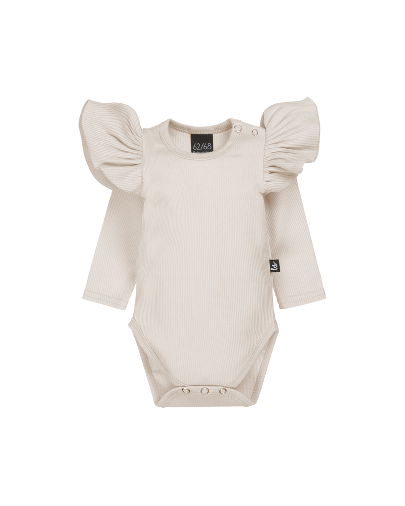 Ruffle romper rib sand